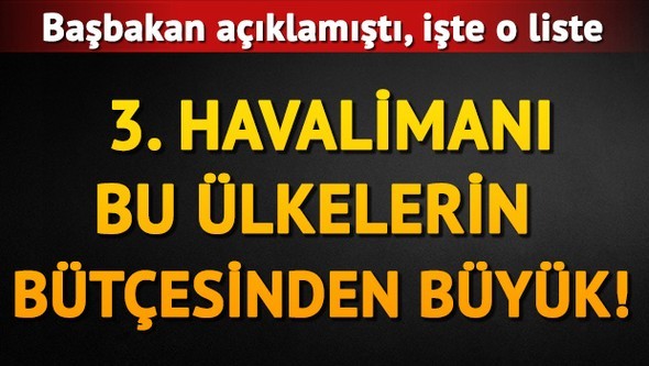 3. havalimanı bu ülkelerin bütçelerinden büyük!