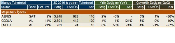 Şirketlerin 2016/3. çeyrek kar beklentileri