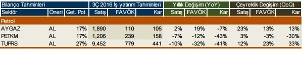 Şirketlerin 2016/3. çeyrek kar beklentileri