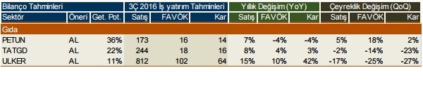 Şirketlerin 2016/3. çeyrek kar beklentileri