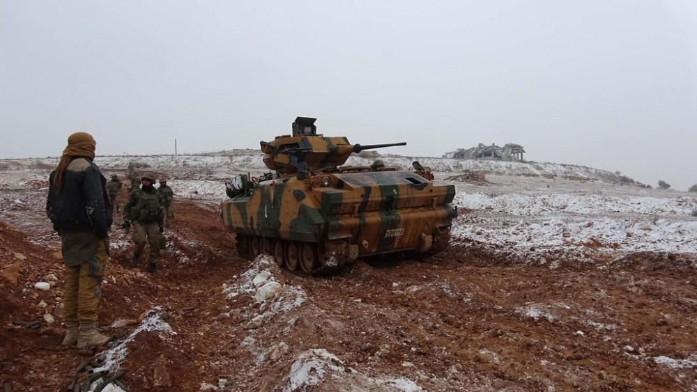 Türk ordusunun El Bab'daki ilerleyişi  görüntülendi