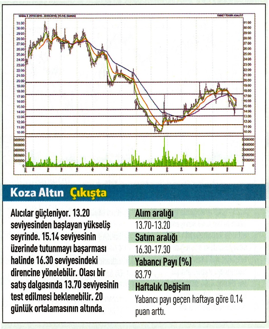 17 hisse için teknik analiz