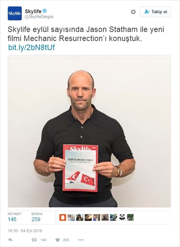 Jason Statham'dan milli irade fotoğrafı