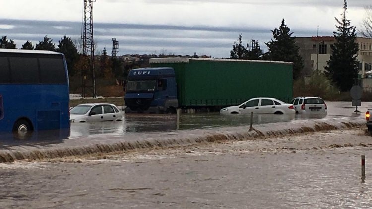 Edirne yağmura teslim oldu! Camlardan atladılar