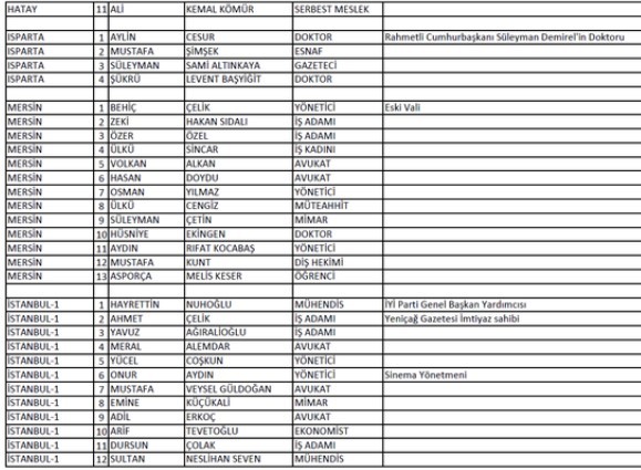 İYİ Parti'nin milletvekili aday listesi