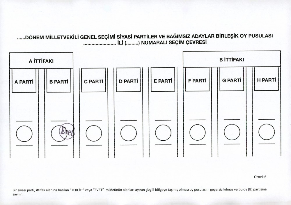 YSK'dan geçerli ve geçersiz oy pusulası şablonları