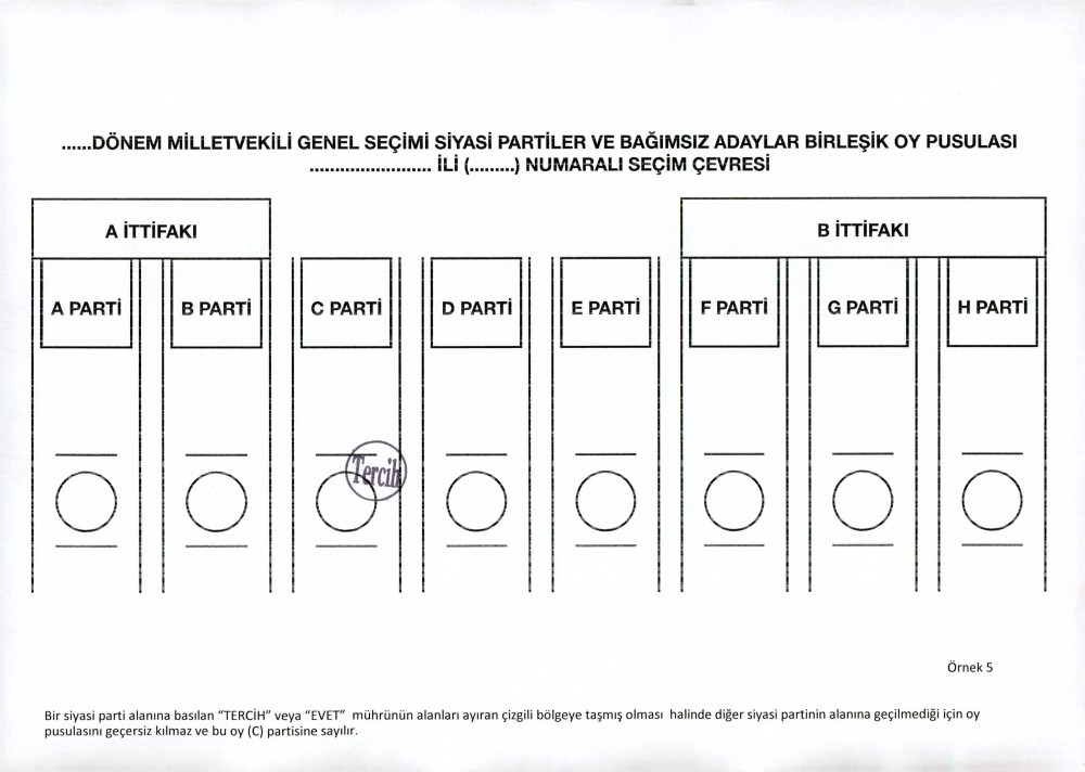 YSK'dan geçerli ve geçersiz oy pusulası şablonları