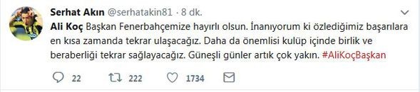 Ünlülerden Ali Koç paylaşımı!