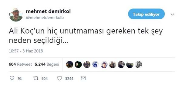 Ünlülerden Ali Koç paylaşımı!