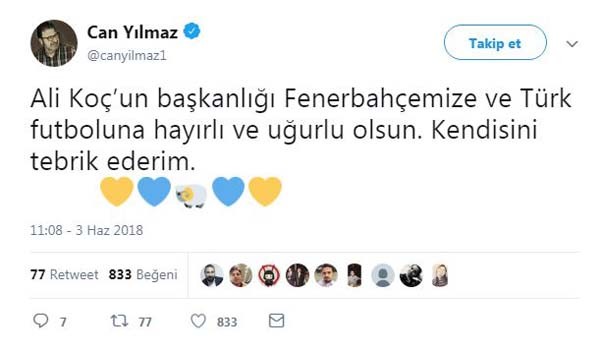 Ünlülerden Ali Koç paylaşımı!