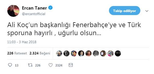 Ünlülerden Ali Koç paylaşımı!