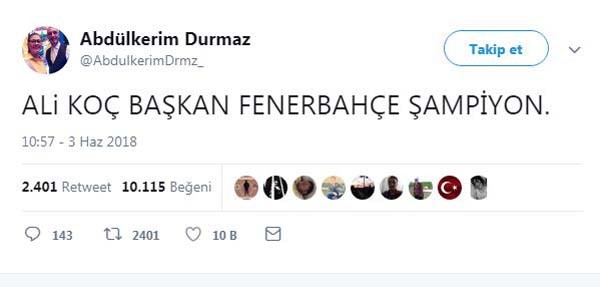 Ünlülerden Ali Koç paylaşımı!