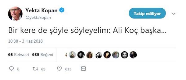 Ünlülerden Ali Koç paylaşımı!