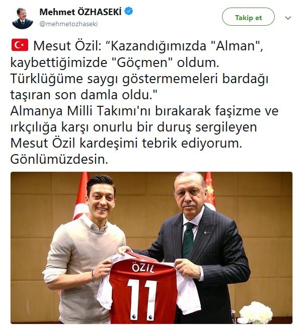 Mesut Özil'e Türkiye'den destek yağıyor!