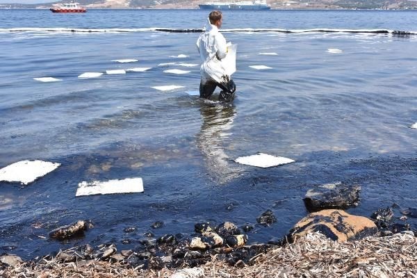 Foça sahili petrole bulandı