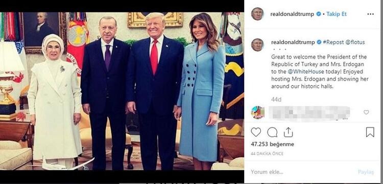 Trump, Cumhurbaşkanı Erdoğan ile çekilmiş aile fotoğrafını paylaştı!