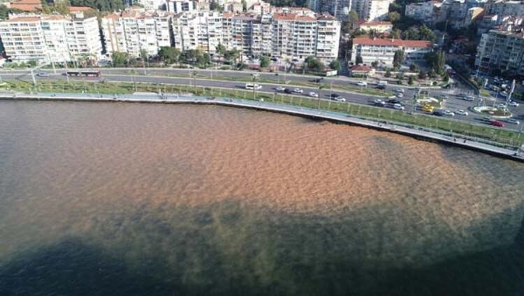 Su borusu patlağı İzmir Körfezi'nin rengini değiştirdi