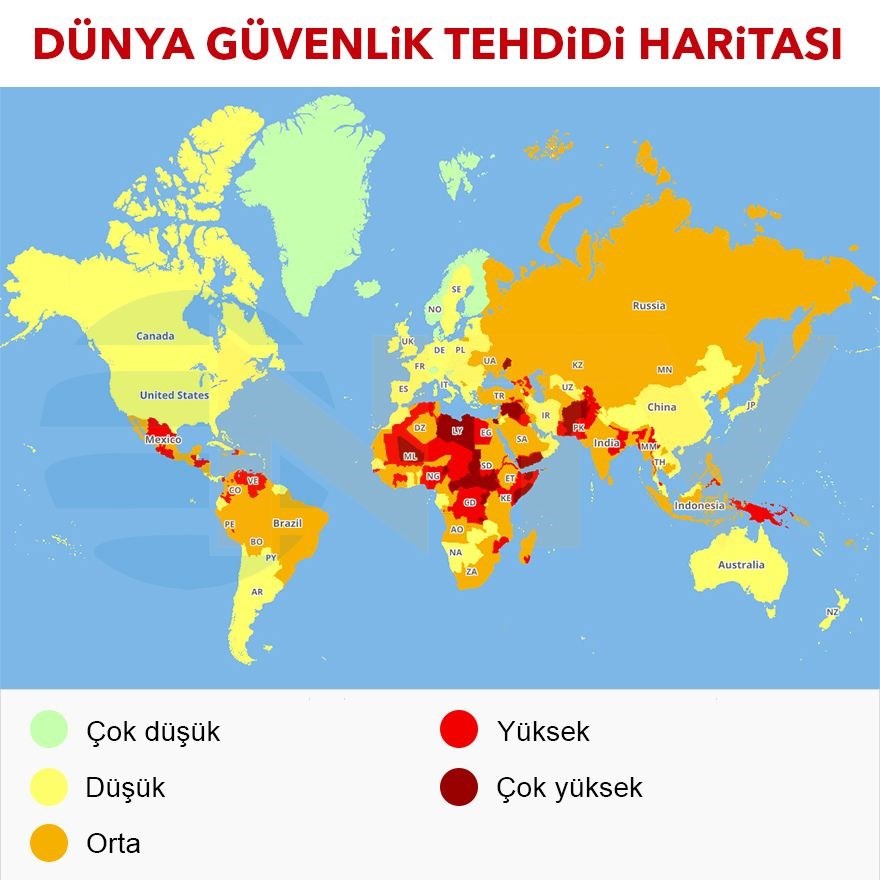 2019 Dünya seyahat risk haritası yayınlandı