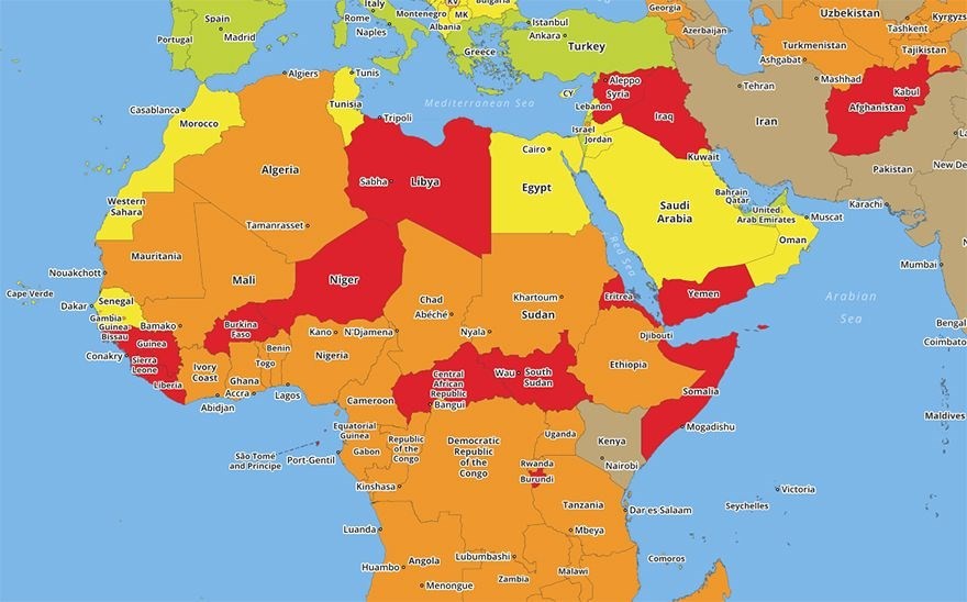 2019 Dünya seyahat risk haritası yayınlandı