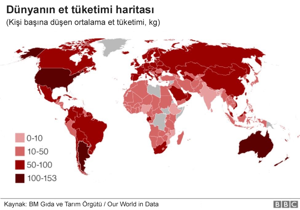 En çok hangi ülkelerde et yeniyor?