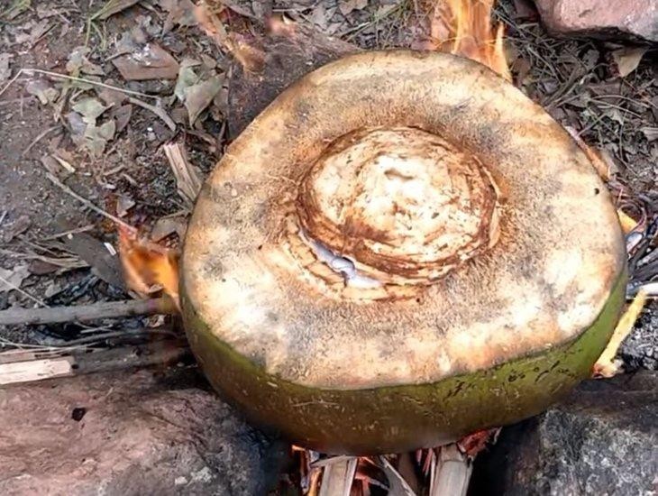 Hindistan cevizi ve karpuzun içinde yemek yaptı!