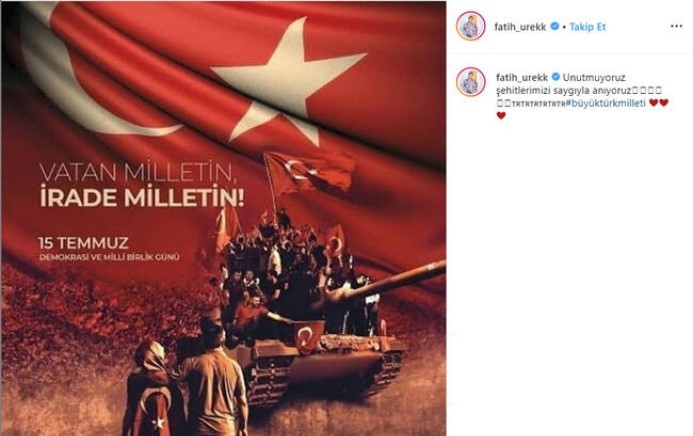 Ünlü isimlerden 15 Temmuz paylaşımları