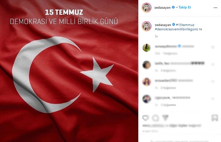 Ünlülerin 15 Temmuz paylaşımları