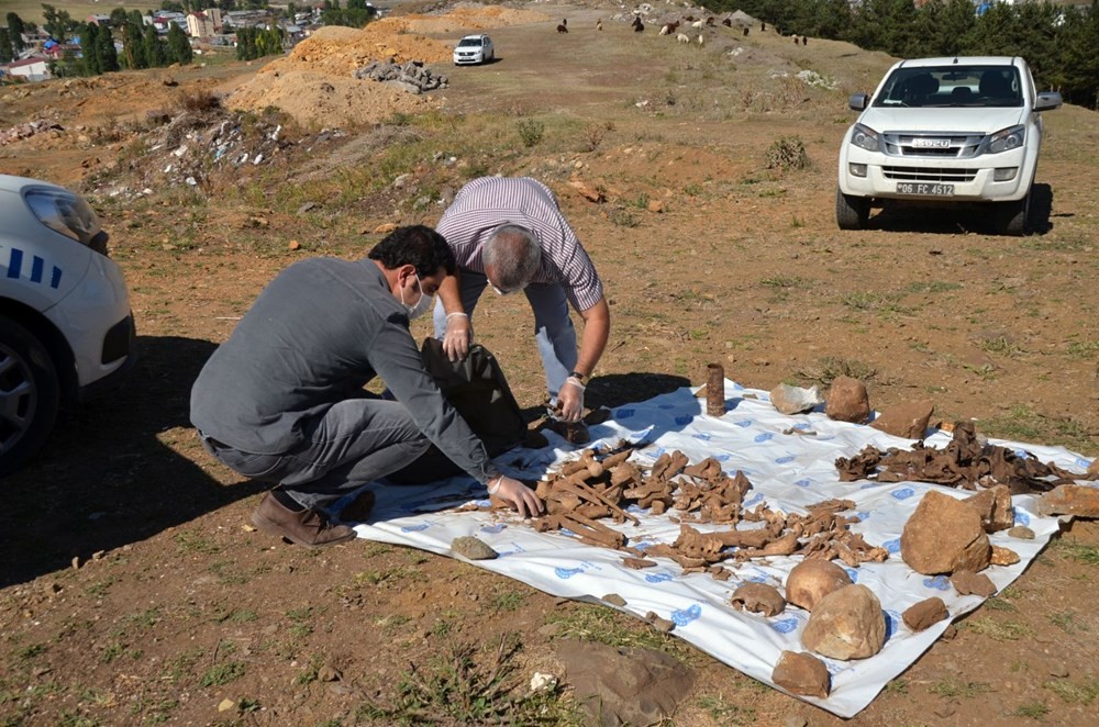 Atık su kanalı kazısında insan kemiği ve mühimmat çıktı