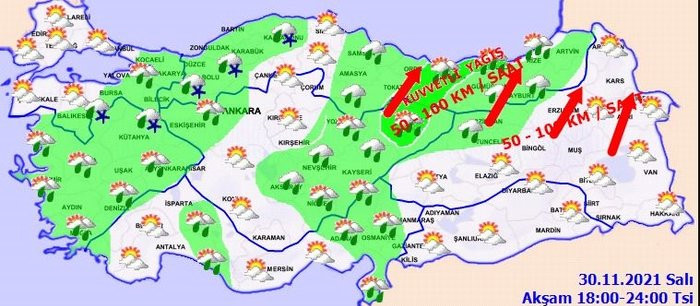 Meteoroloji yeni haritayı paylaştı: 110 km hıza ulaşacak!