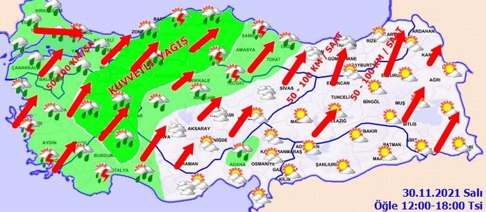 Meteoroloji yeni haritayı paylaştı: 110 km hıza ulaşacak!