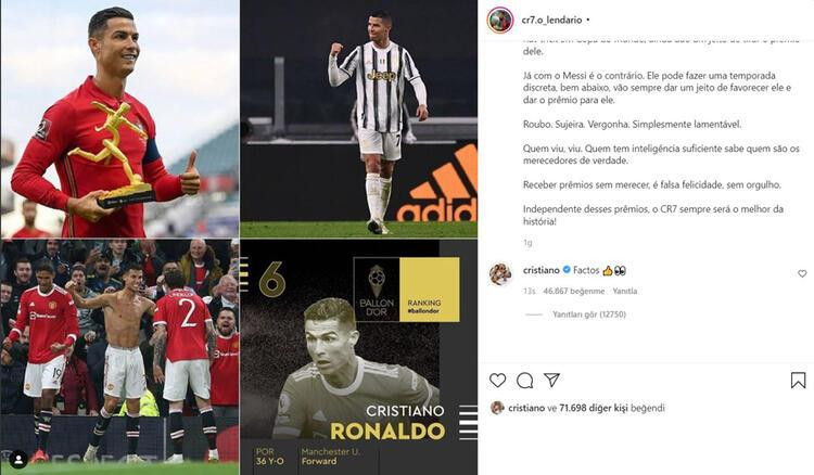 Ronaldo'nun Ballon d'Or tepkisi sürüyor