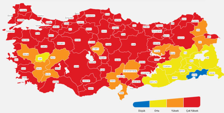 Vaka artışında en fazla yükselen ve en az yükselen iller