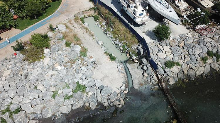 Kadıköy'de denize akan 'renkli su' endişesi