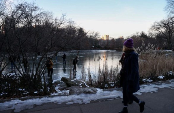 New York'ta aşırı soğuk nedeniyle Central Park'taki göl dondu