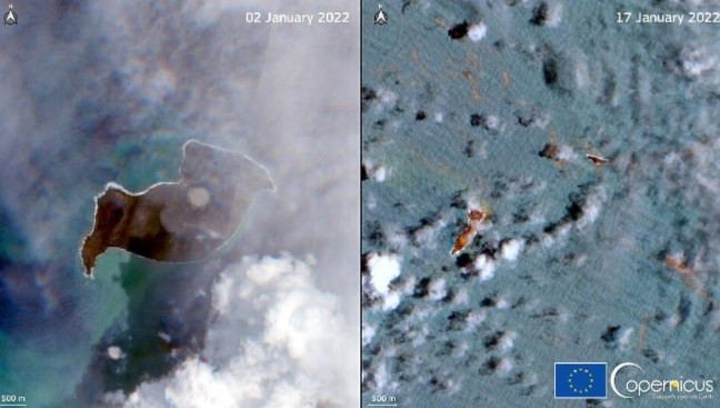 Tonga'ya yardımda kül engeli: Adanın rengi griye döndü