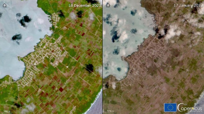 Tonga'ya yardımda kül engeli: Adanın rengi griye döndü