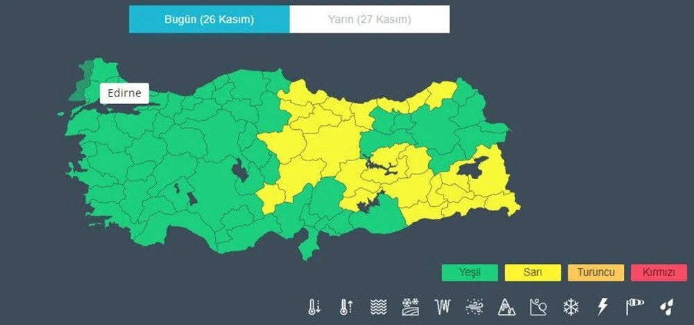 Meteoroloji il il açıkladı: Sarı kodlu uyarı!