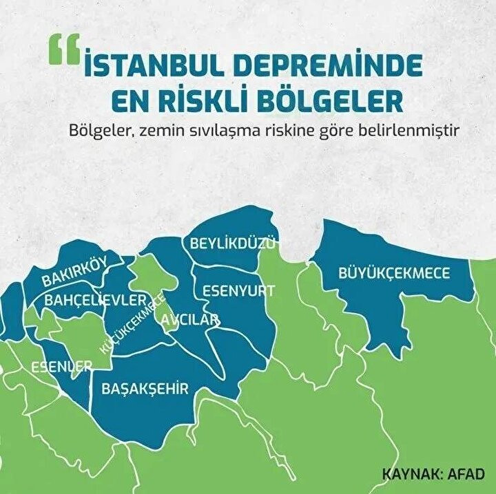 AFAD paylaştı: İşte İstanbul'un en riskli ilçeleri...