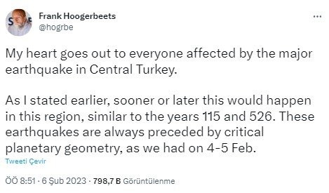 Deprem kahininin 3 gün önce attığı tweet olay oldu!