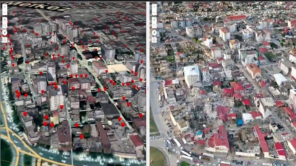 Uydu görüntüleriyle deprem bölgelerinde yapıların öncesi ve sonrası