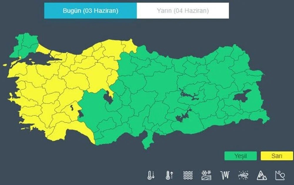 30 il için sarı kodlu uyarı verildi