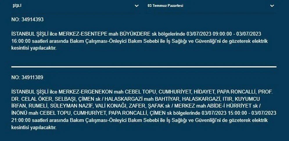 İstanbul'un 12 ilçesinde elektrik kesintisi yaşanacak