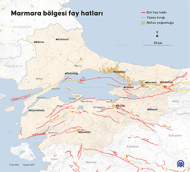 İşte 2024 Türkiye diri fay hattı risk haritası