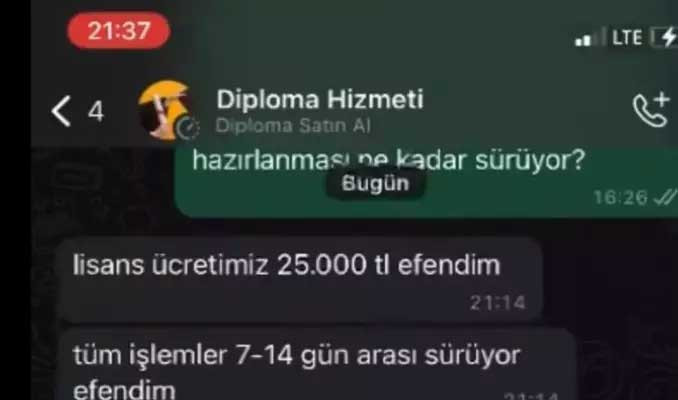 Sosyal medyada sahte lisans diploması 25 bin TL