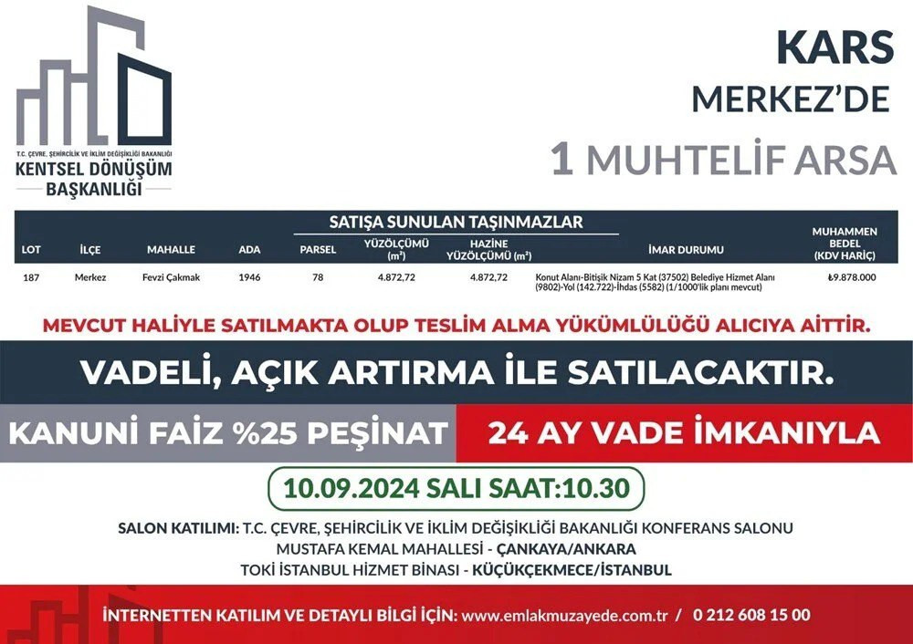 53 ilde 747 arsa satışa çıkıyor: Yüzde 25 peşin, 24 ay vade fırsatı