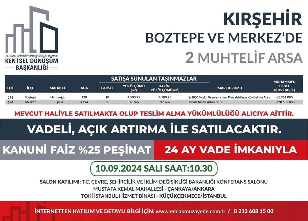 53 ilde 747 arsa satışa çıkıyor: Yüzde 25 peşin, 24 ay vade fırsatı