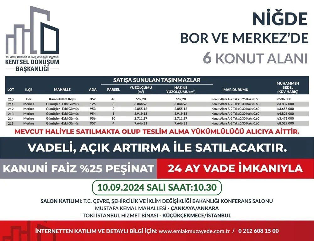 53 ilde 747 arsa satışa çıkıyor: Yüzde 25 peşin, 24 ay vade fırsatı