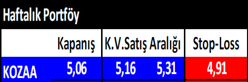 15 hisselik haftalık portföy