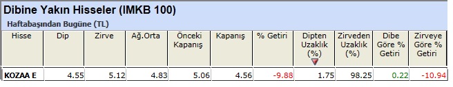 Dibine yakın hisseler 22-02-2013