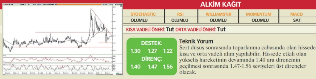 22 hisselik teknik analiz